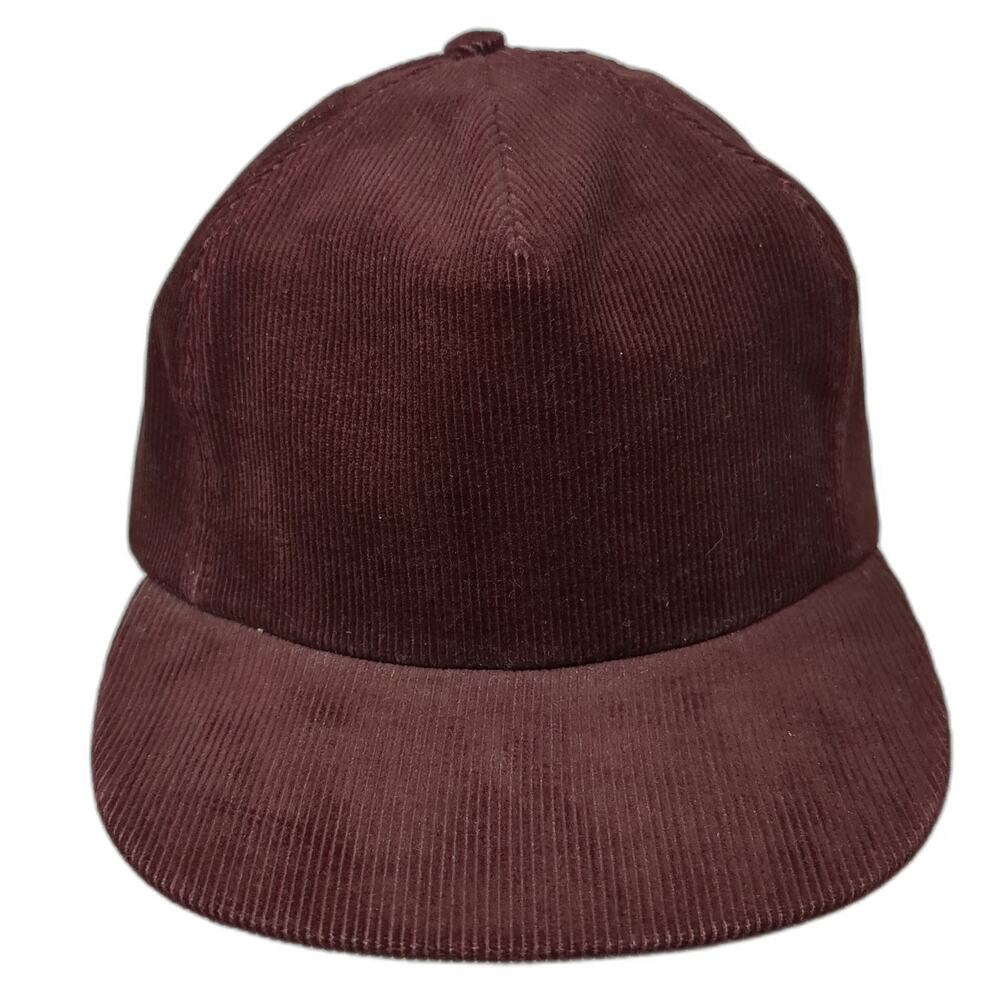 University Square Snapback Hat Red One Size 5 Panel Corduroy Made in USA Blank